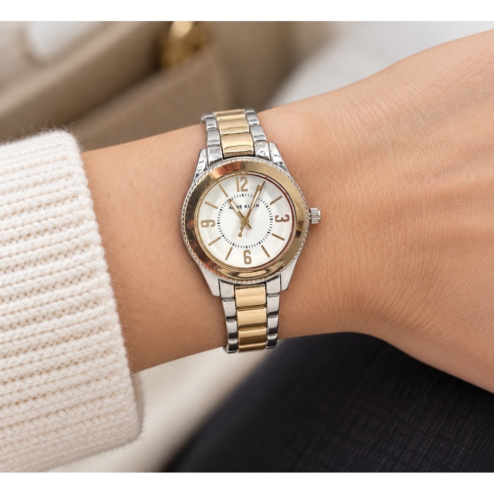 Anne Klein Women's Two Tone Bracelet Watch White Dial New Battery